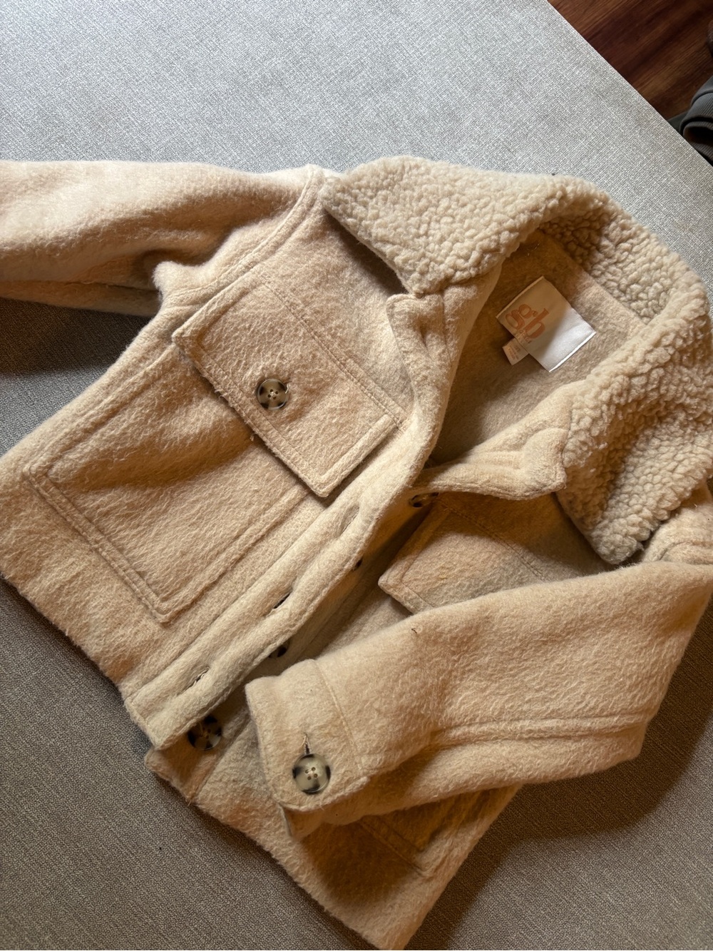 Gianni Bini Cream Faux-Sherpa Pea Coat for Kids